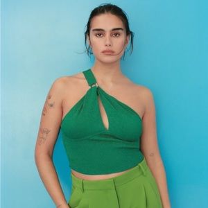 Brand new gold buckle knit top